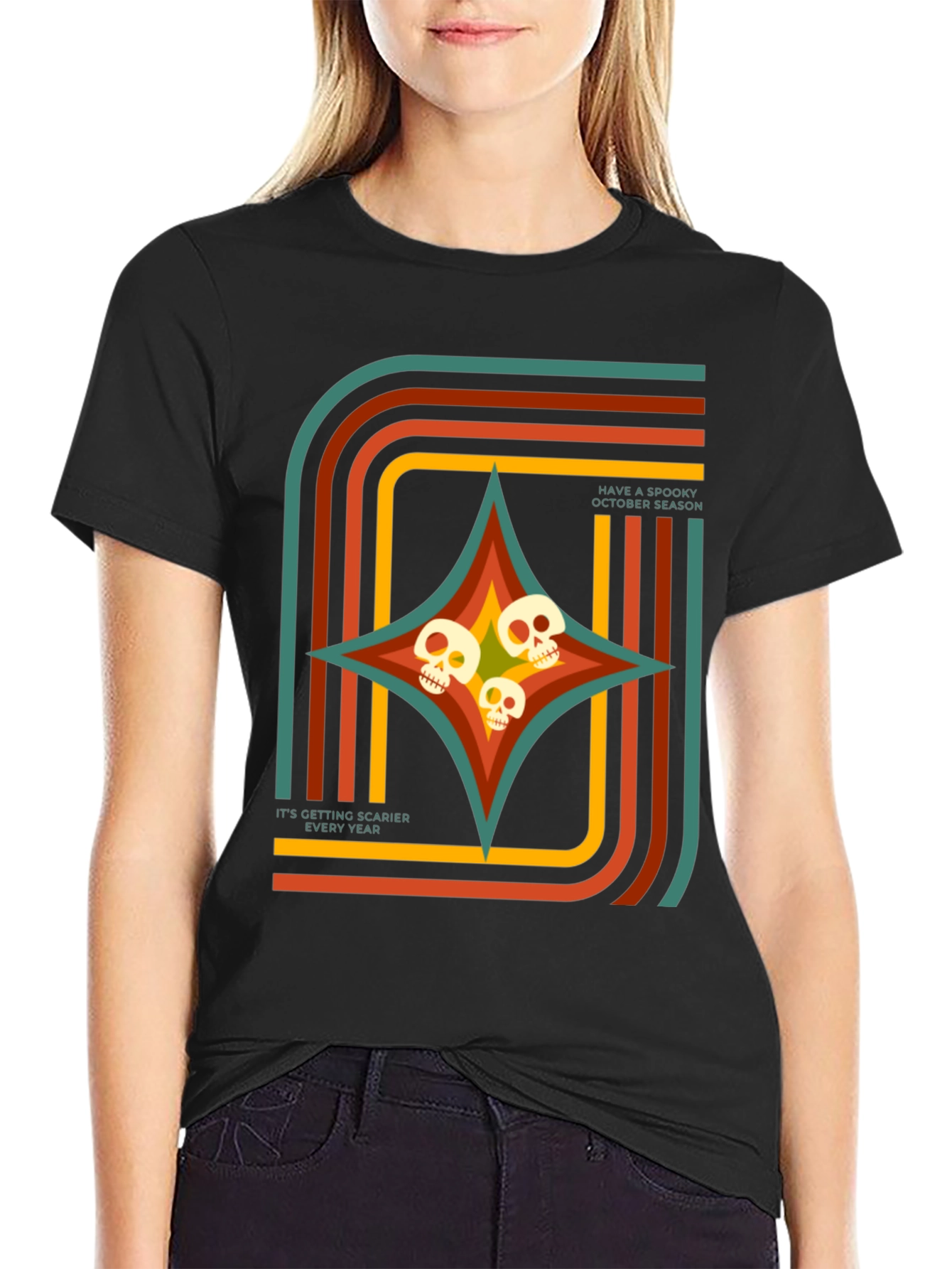 Spooky Season Retro Skull T-Shirt