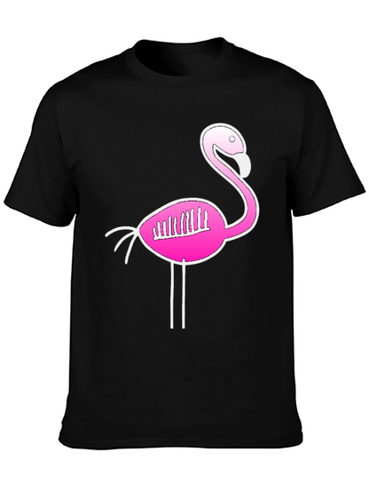 Flamingo Skeleton Graphic Tee - Quirky Black T-Shirt