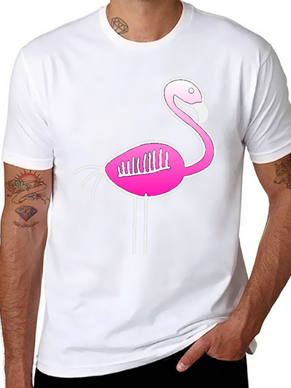 Flamingo Skeleton Graphic Tee - Quirky Black T-Shirt