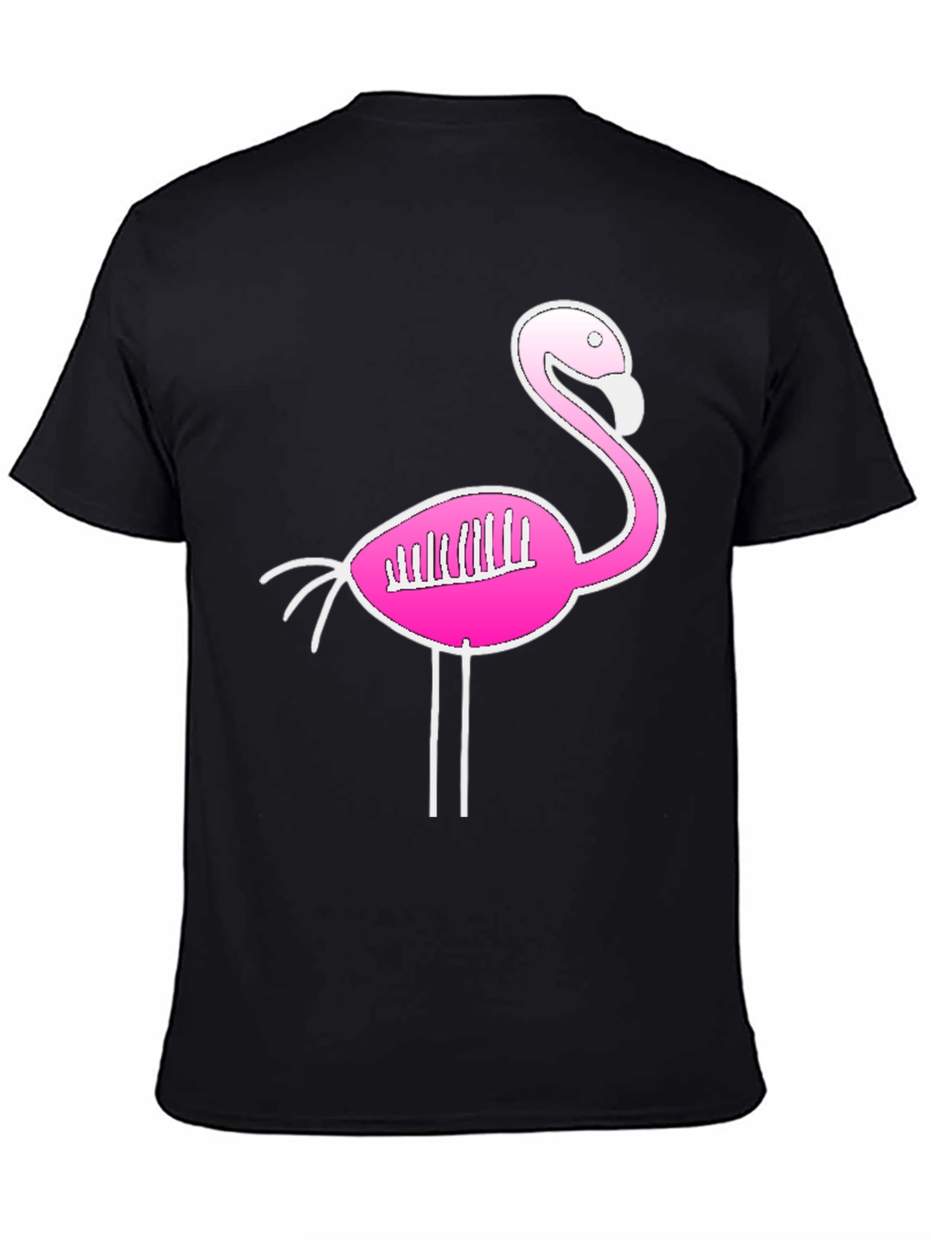 Flamingo Skeleton Graphic Tee - Quirky Black T-Shirt