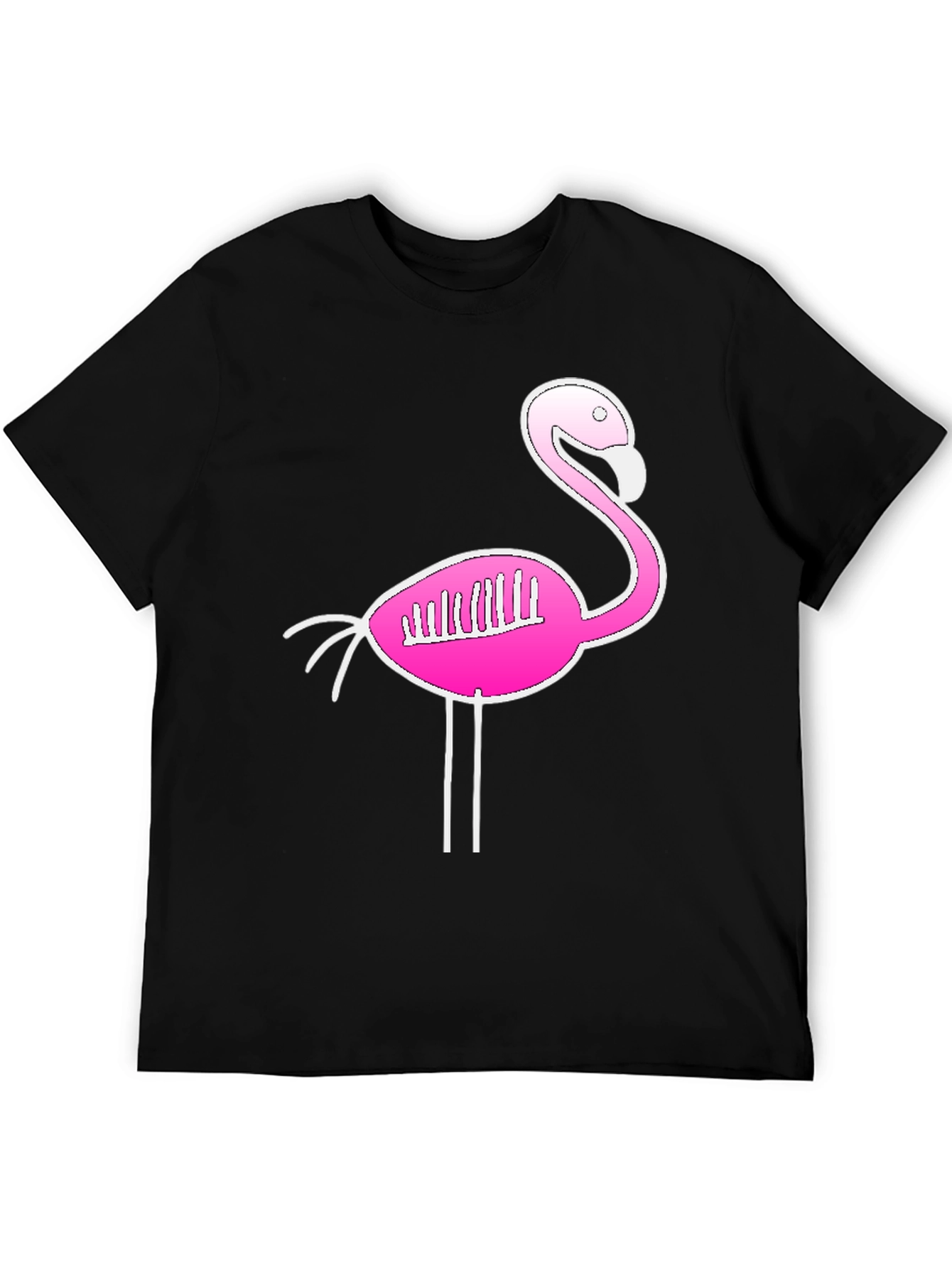 Flamingo Skeleton Graphic Tee - Quirky Black T-Shirt