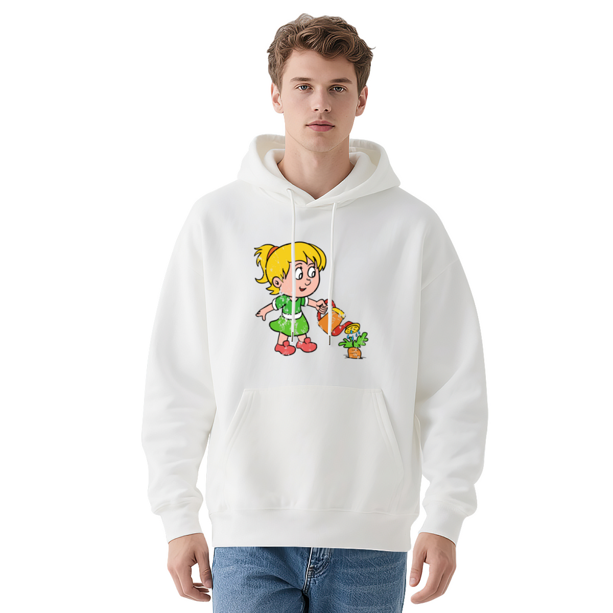 Vintage Cartoon Gardening Girl Hoodie