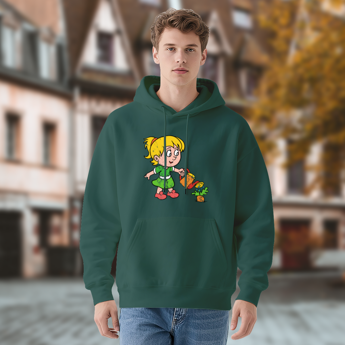 Vintage Cartoon Gardening Girl Hoodie