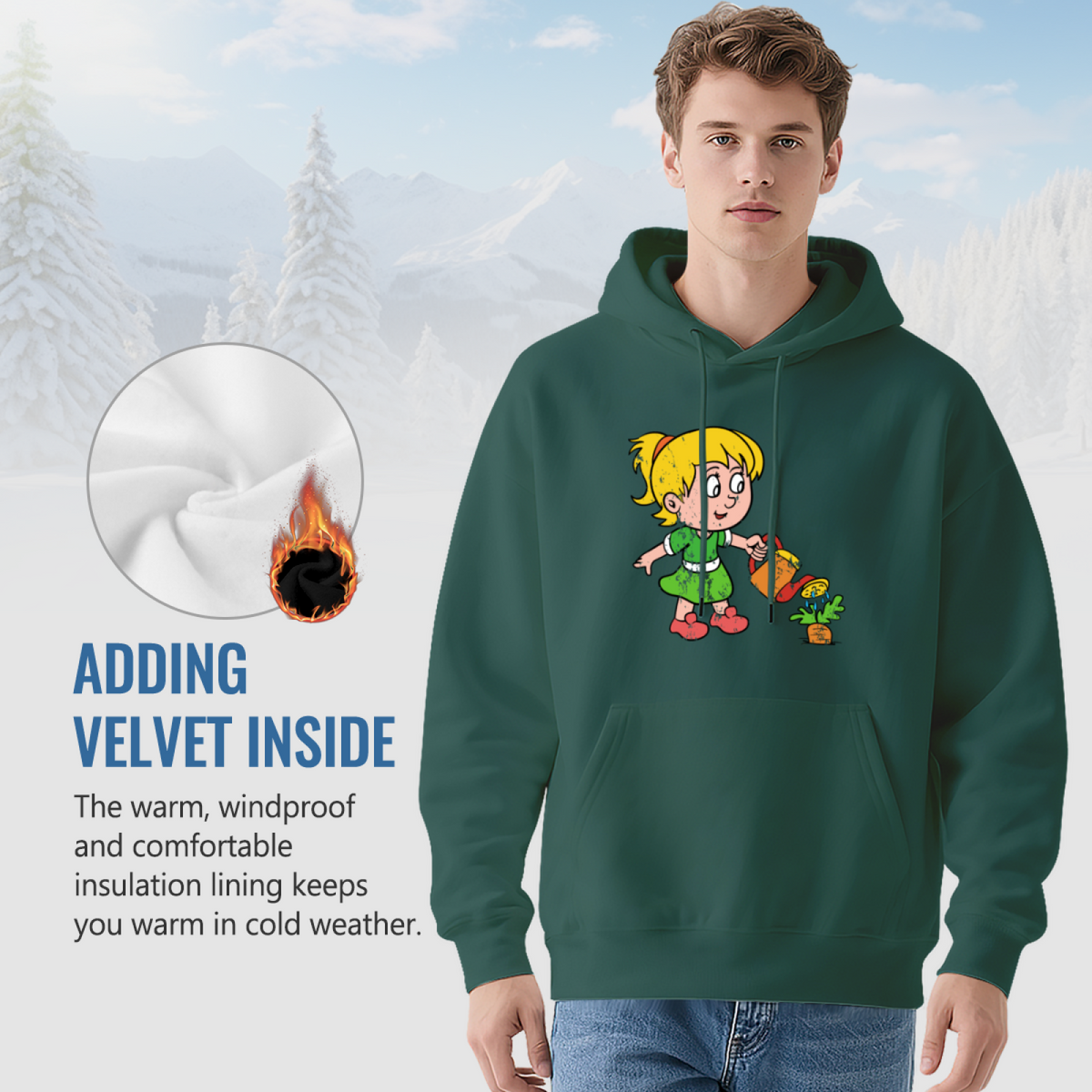Vintage Cartoon Gardening Girl Hoodie