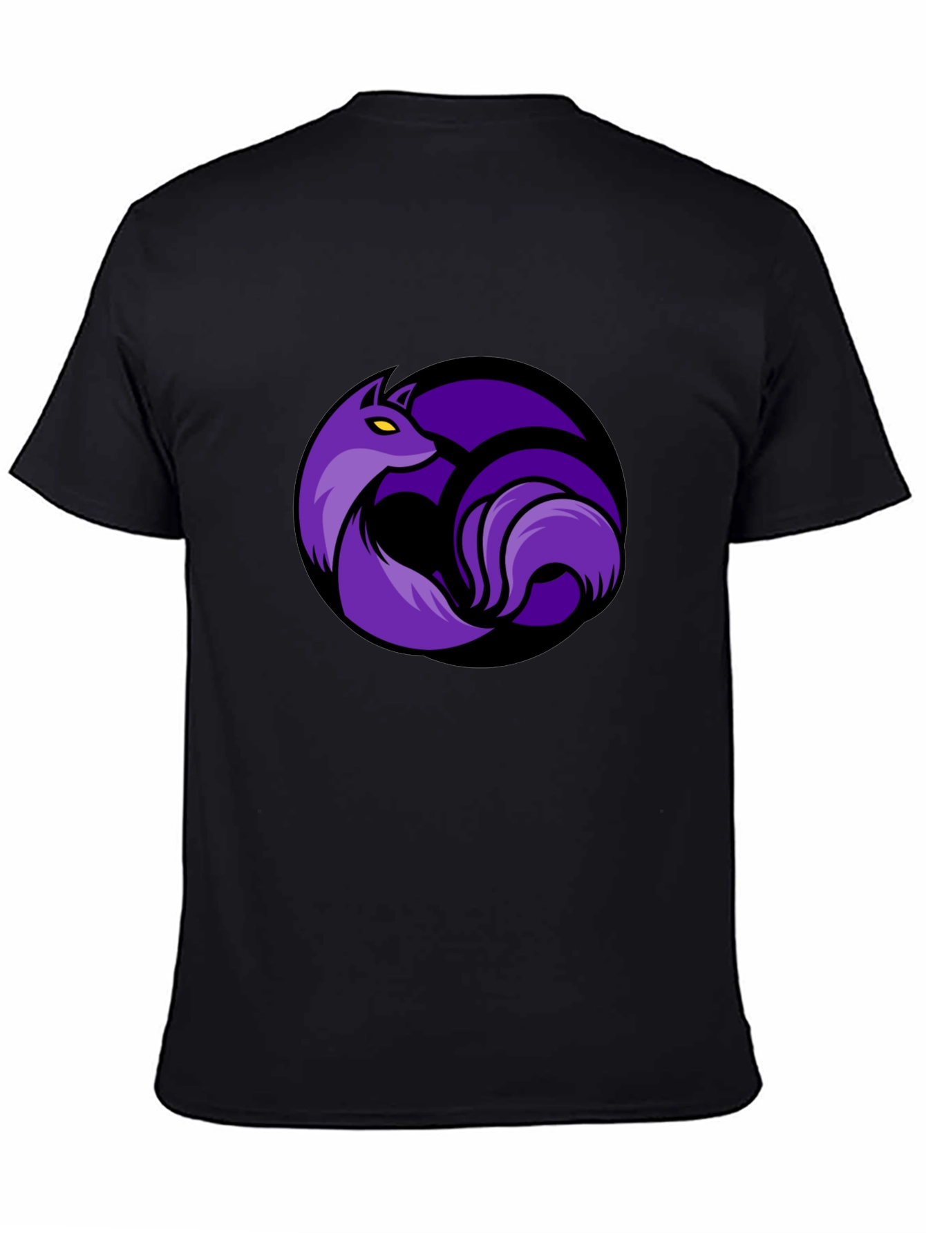 Black T-Shirt with Purple Fox Circle Graphic