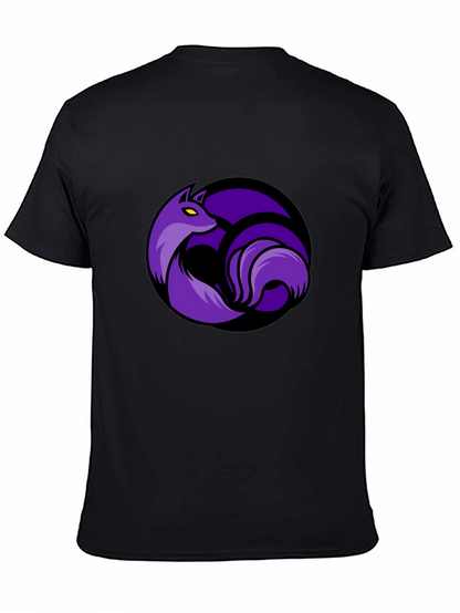 Black T-Shirt with Purple Fox Circle Graphic