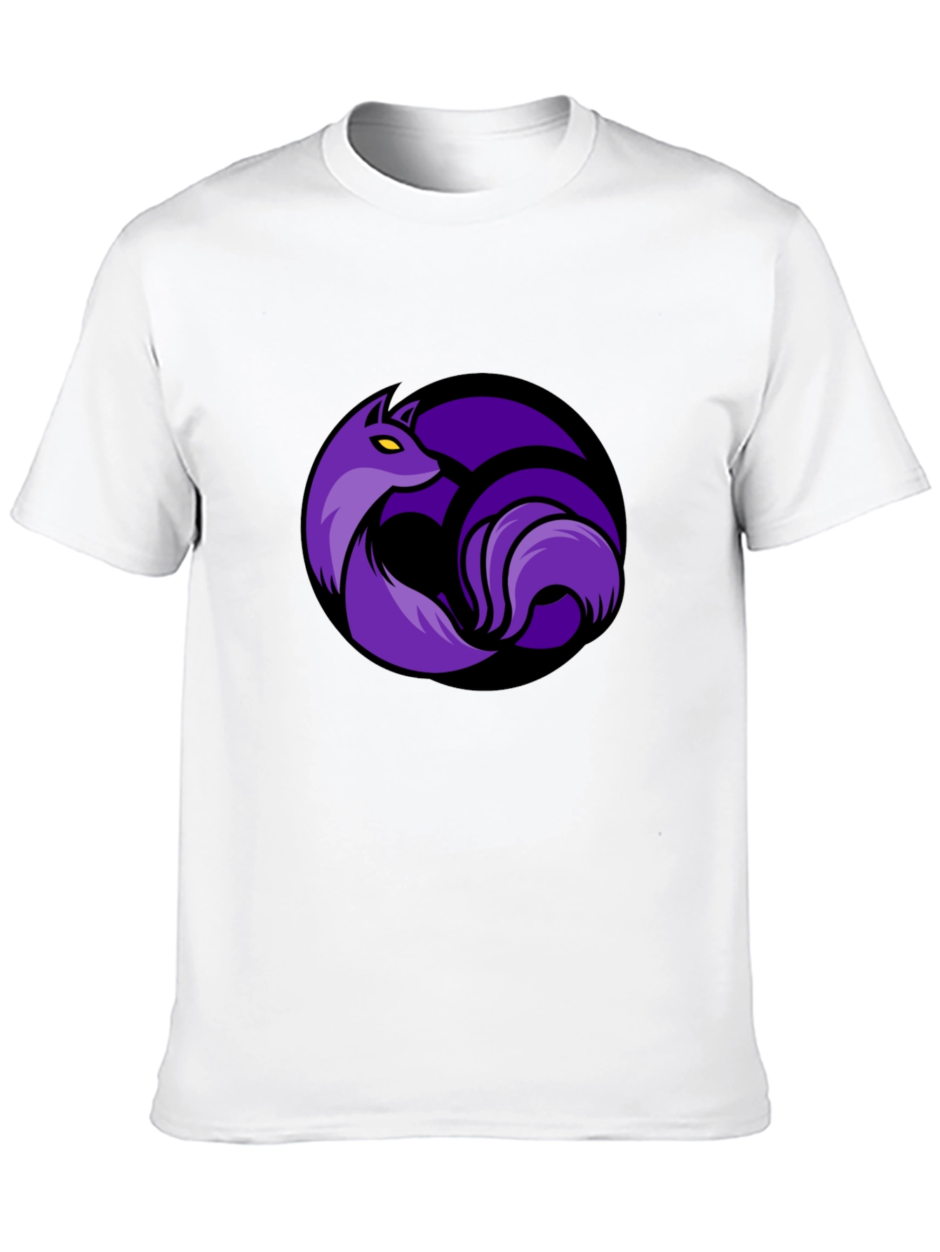 Black T-Shirt with Purple Fox Circle Graphic
