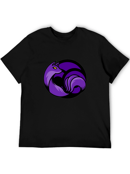 Black T-Shirt with Purple Fox Circle Graphic