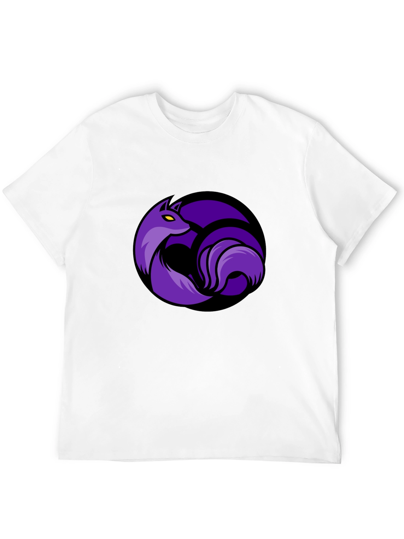 Black T-Shirt with Purple Fox Circle Graphic