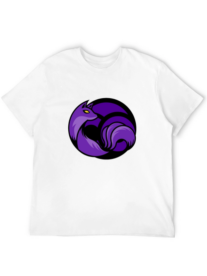 Black T-Shirt with Purple Fox Circle Graphic