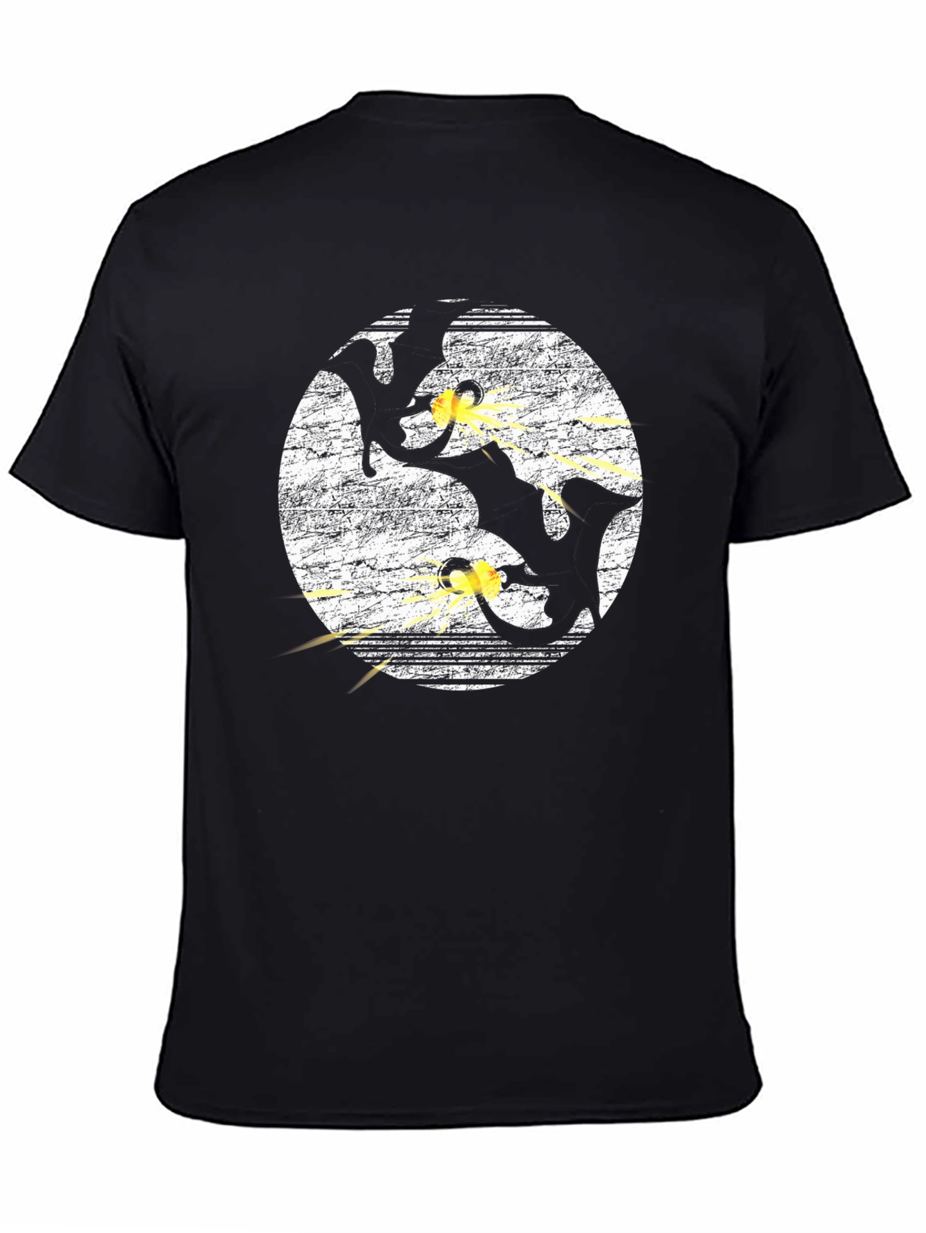 Gun Cats Graphic Tee - Black Cotton Crewneck T-Shirt