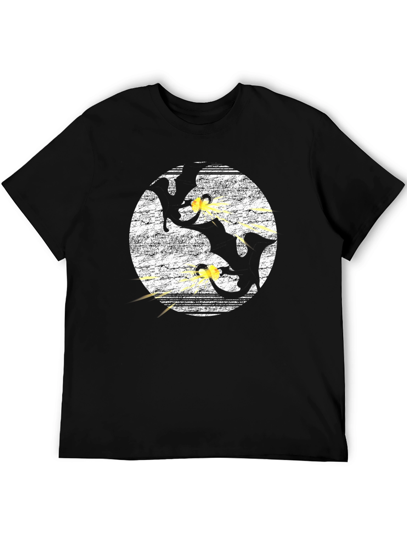 Gun Cats Graphic Tee - Black Cotton Crewneck T-Shirt