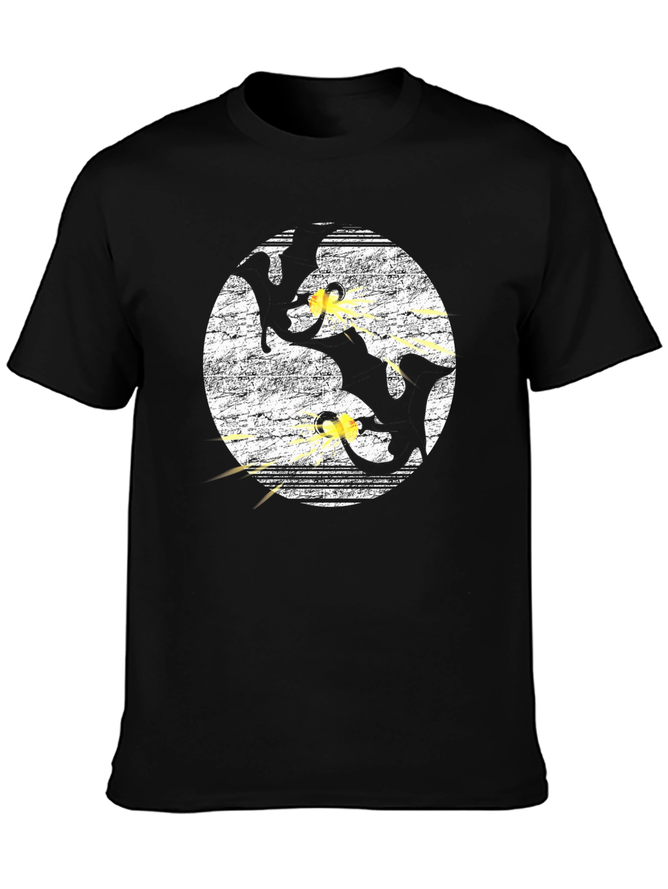 Gun Cats Graphic Tee - Black Cotton Crewneck T-Shirt