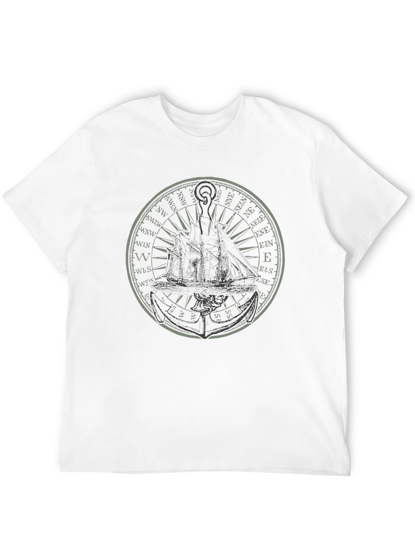 Nautical Compass & Ship Graphic T-Shirt