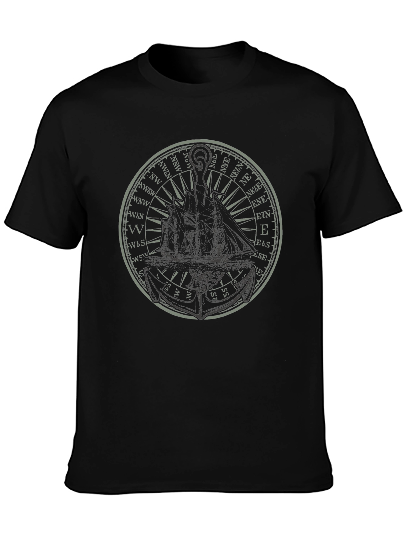 Nautical Compass & Ship Graphic T-Shirt