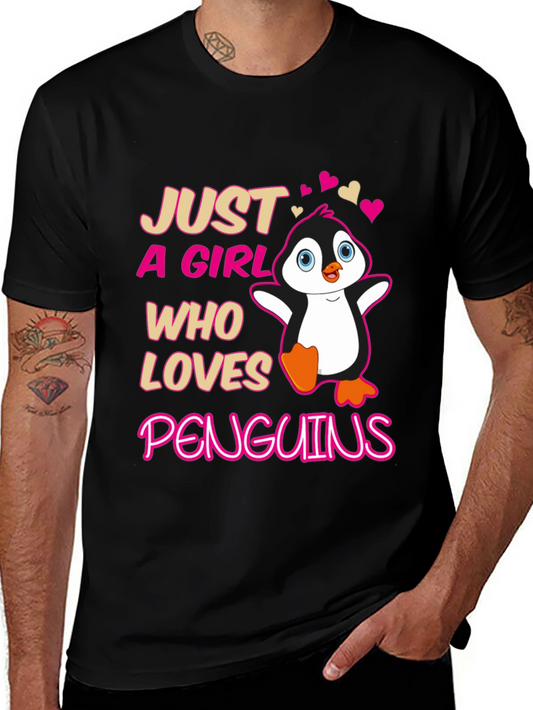 Just A Girl Who Loves Penguins T-Shirt Cute Penguin Tee