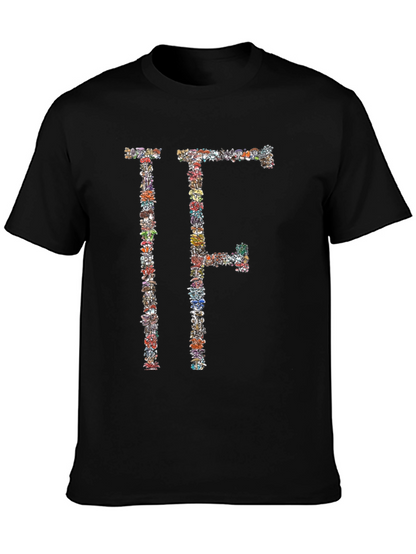 Floral Letter Graphic Black T-Shirt