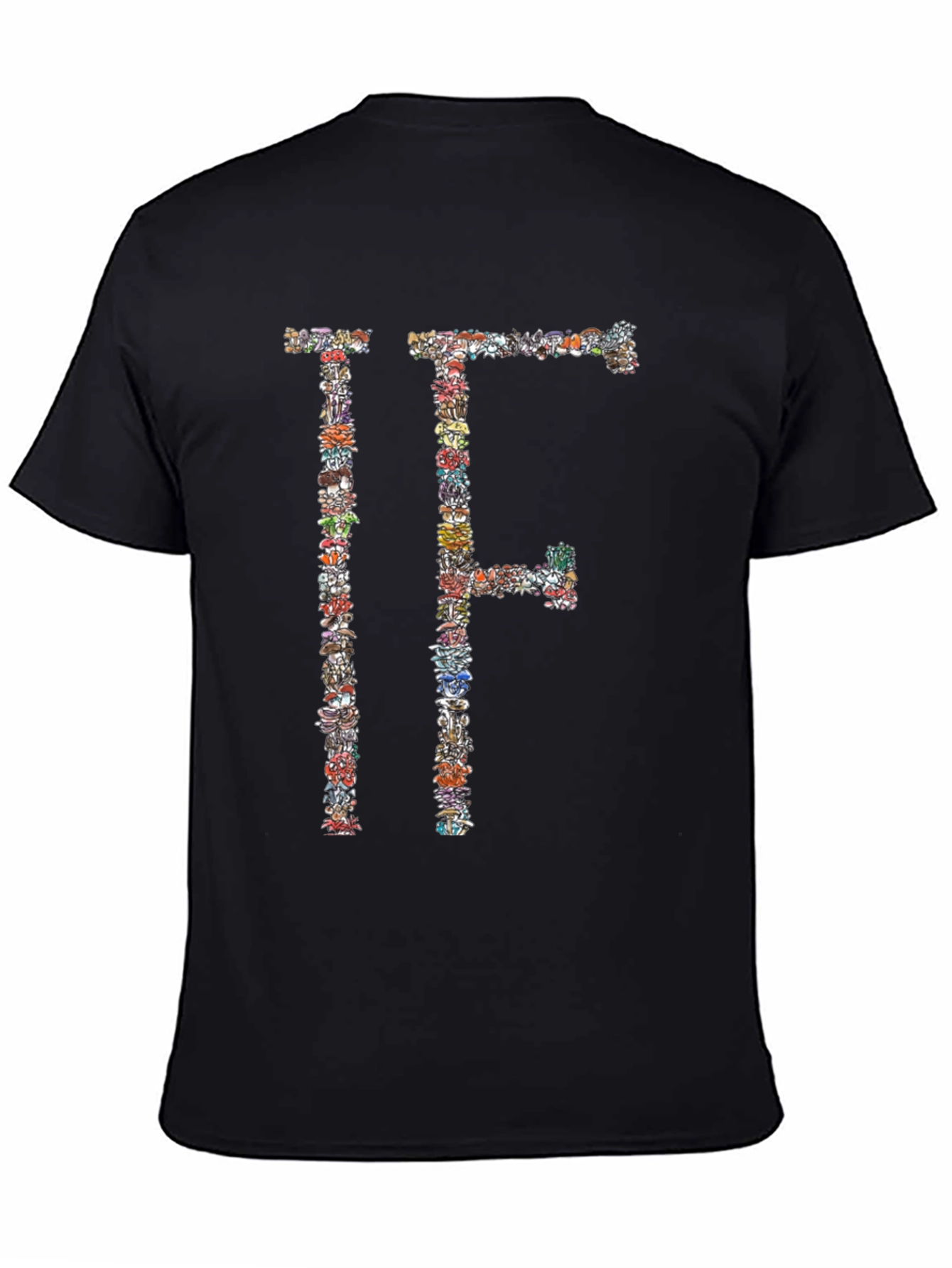 Floral Letter Graphic Black T-Shirt