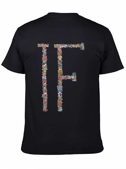 Floral Letter Graphic Black T-Shirt