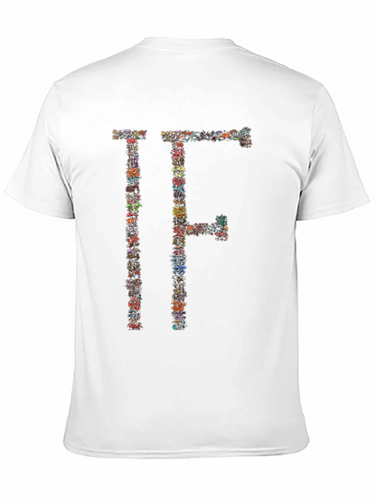 Floral Letter Graphic Black T-Shirt