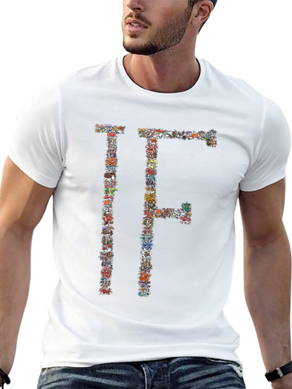 Floral Letter Graphic Black T-Shirt
