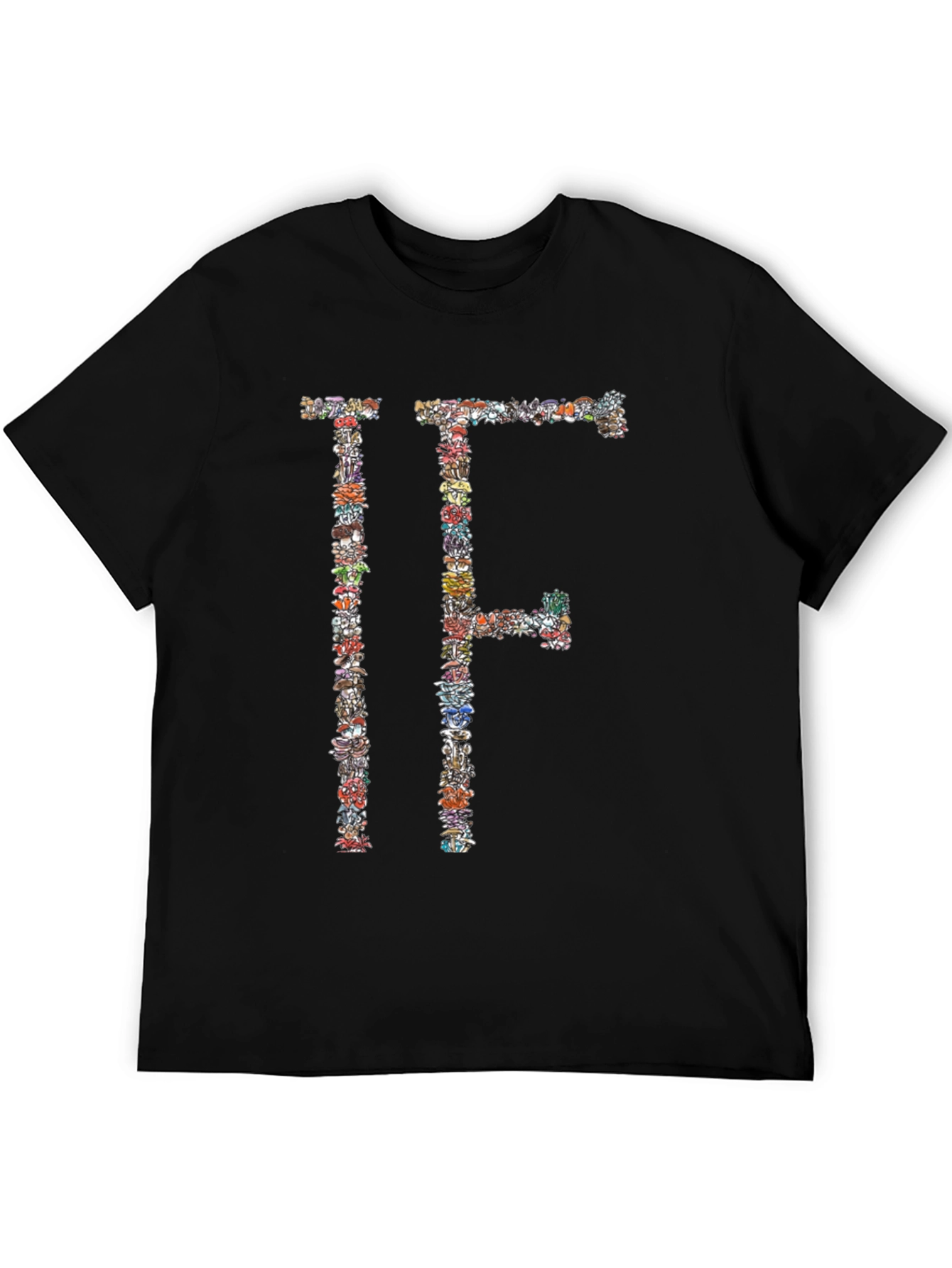 Floral Letter Graphic Black T-Shirt