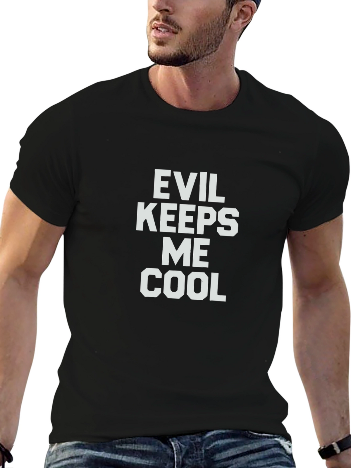 Evil Keeps Me Cool Graphic Tee