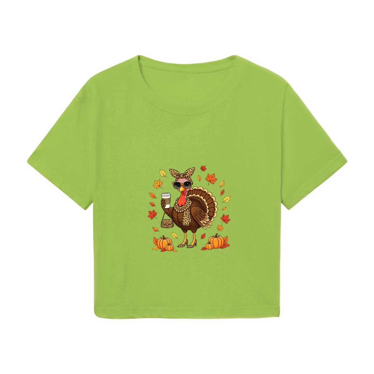 Cool Sunglasses Turkey Fall Thanksgiving Cropped Tee