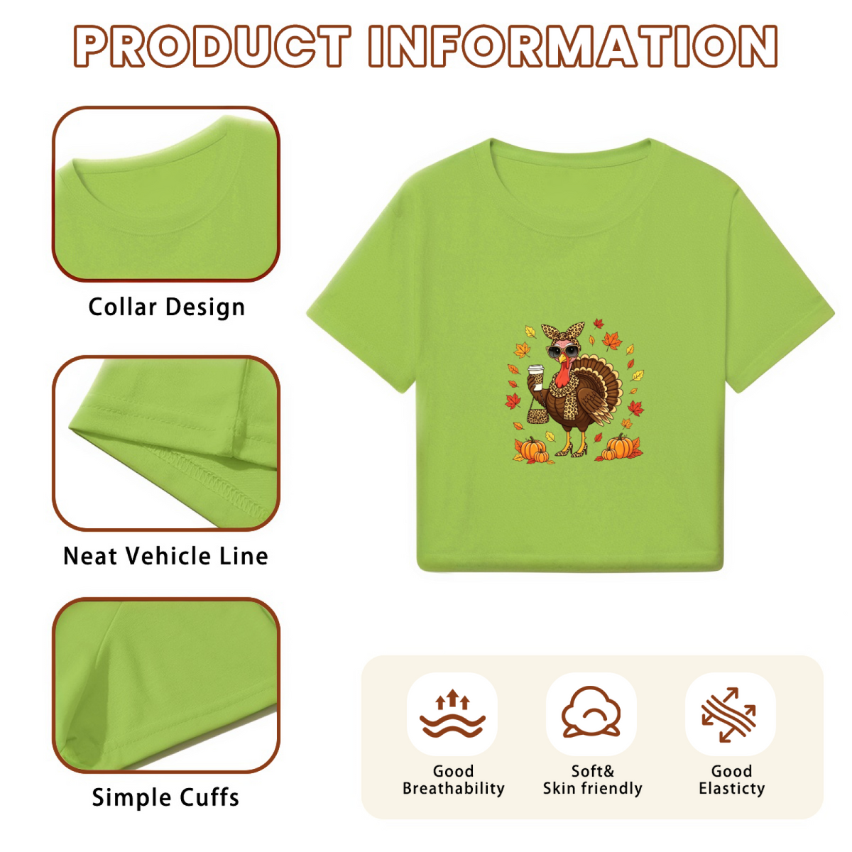 Cool Sunglasses Turkey Fall Thanksgiving Cropped Tee