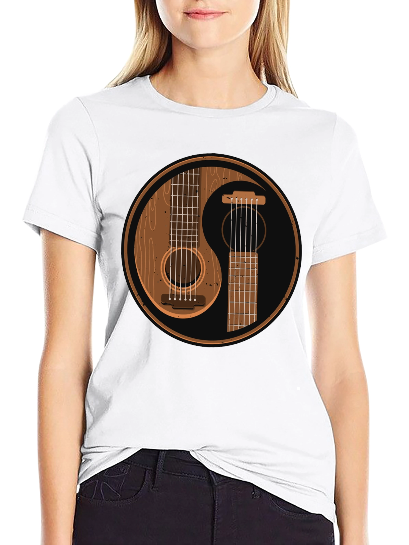 Yin Yang Guitar Graphic T-Shirt