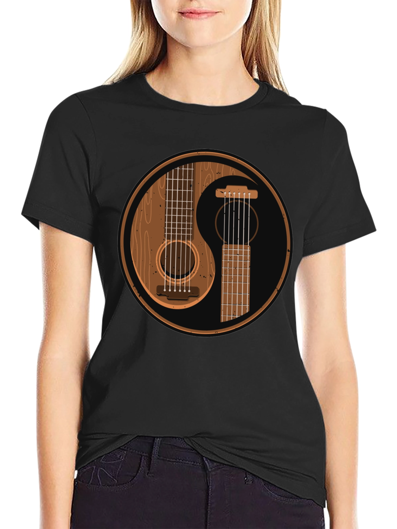 Yin Yang Guitar Graphic T-Shirt