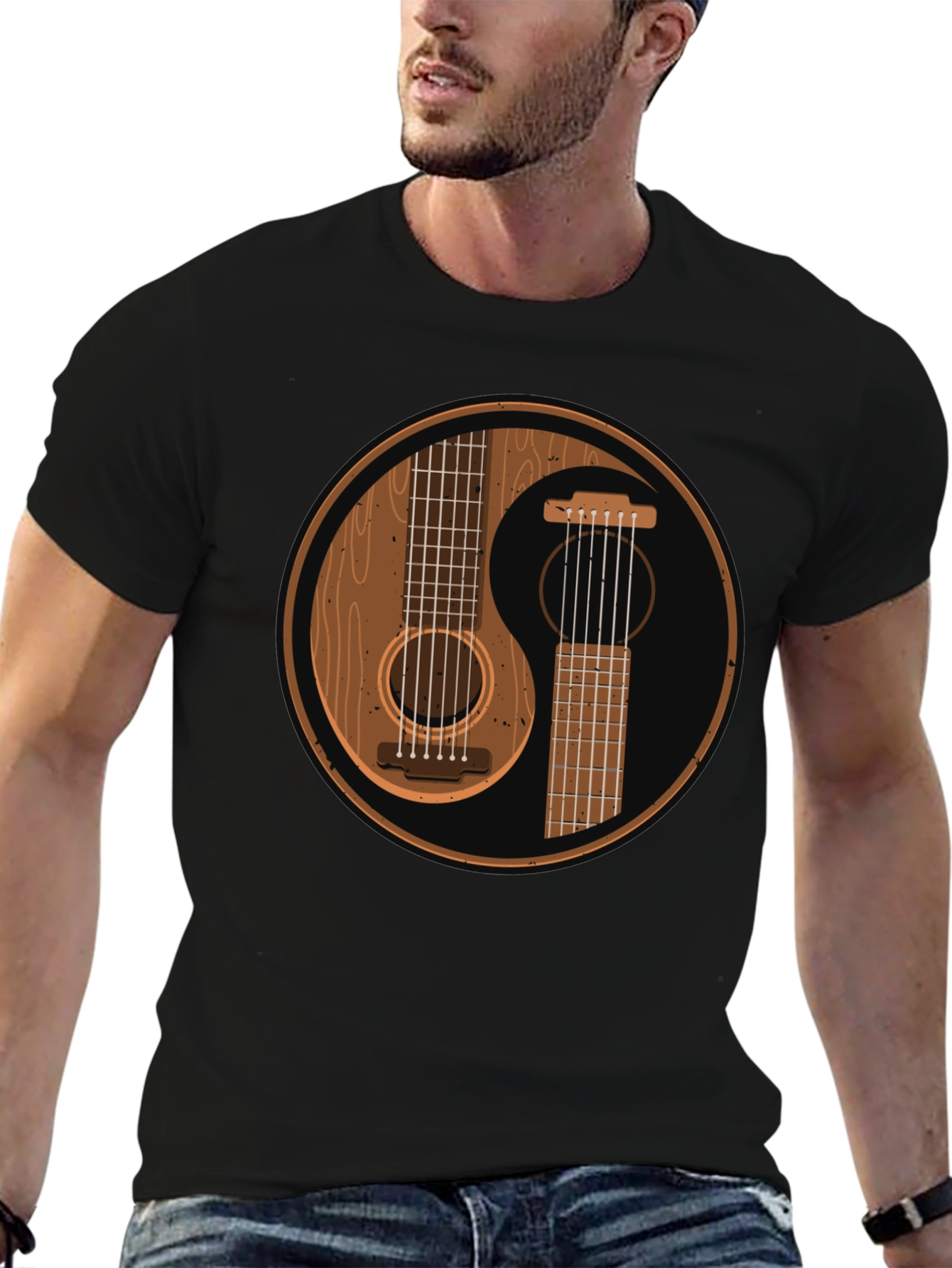 Yin Yang Guitar Graphic T-Shirt