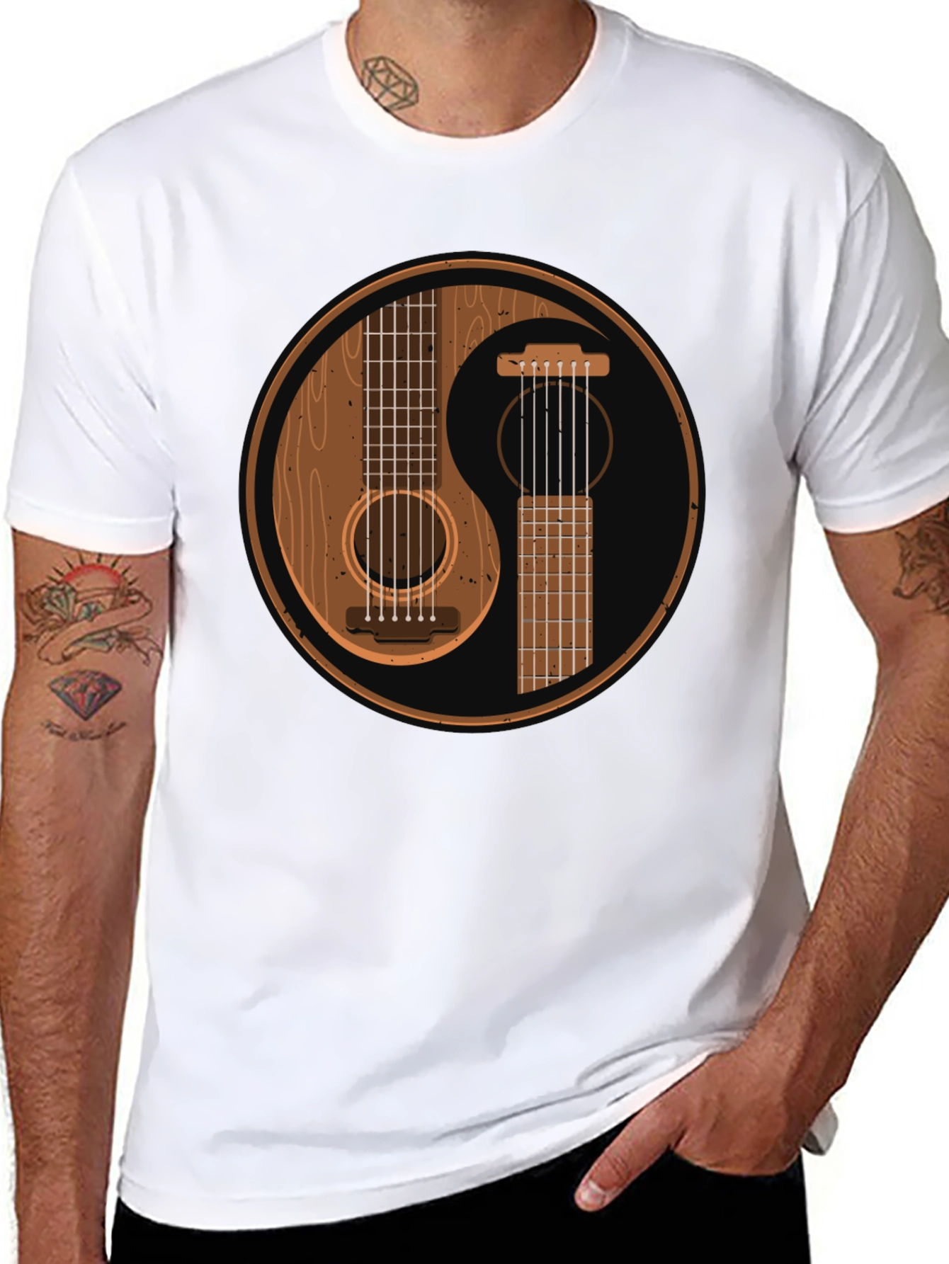 Yin Yang Guitar Graphic T-Shirt