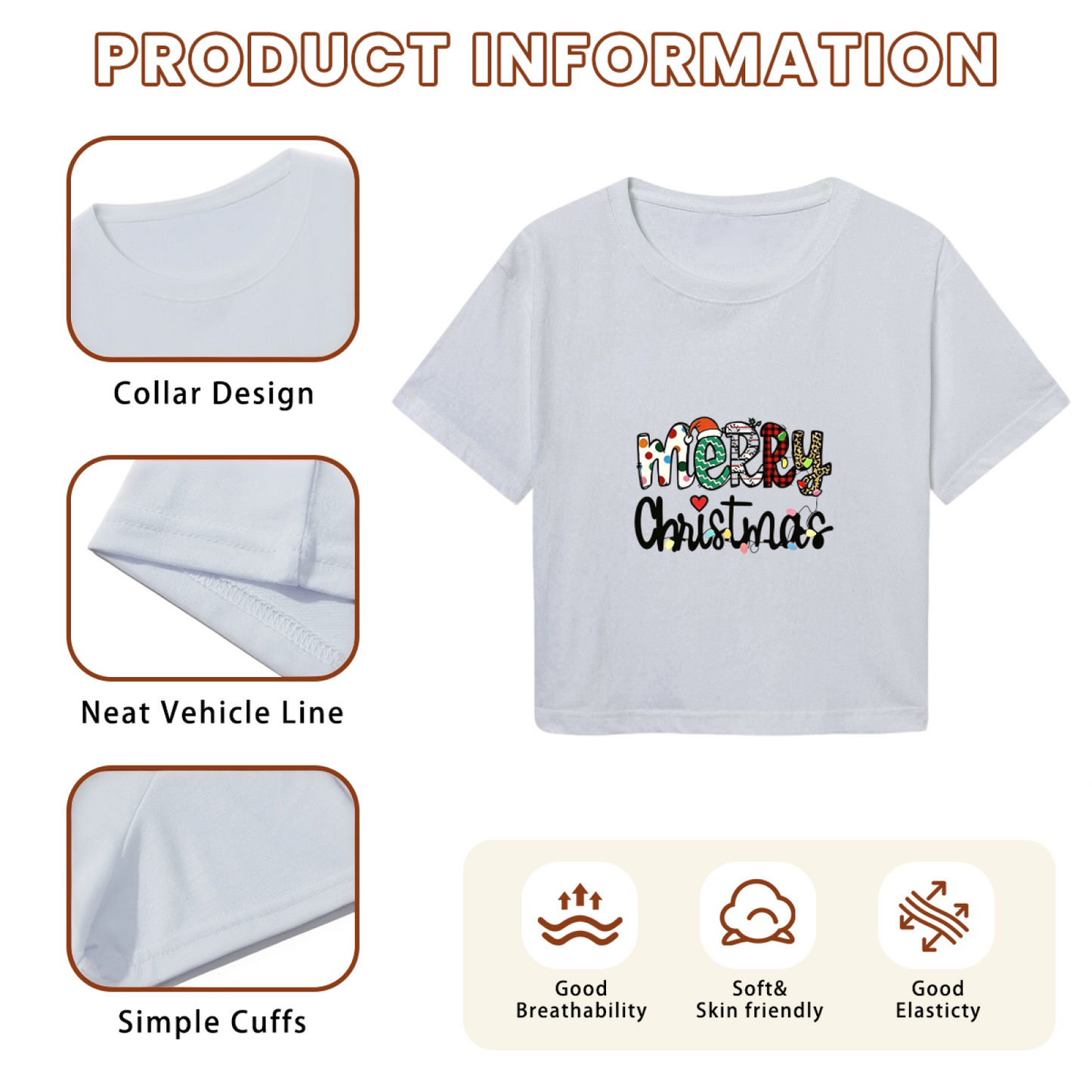 Colorful Merry Christmas Letter Print Crop T?Shirt