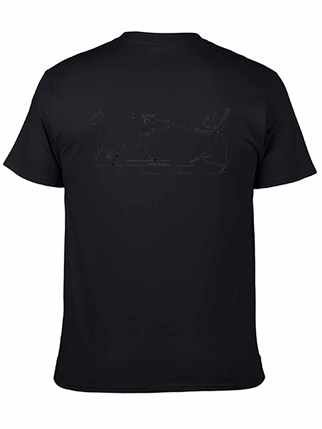Line Art Bull & Matador Black T-Shirt