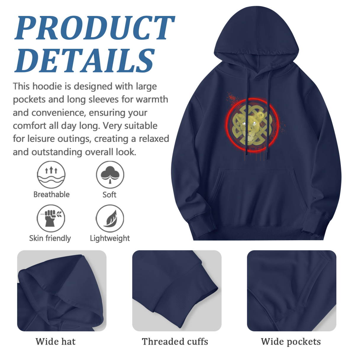 Mystic Lion Celtic Knot Grunge Hoodie
