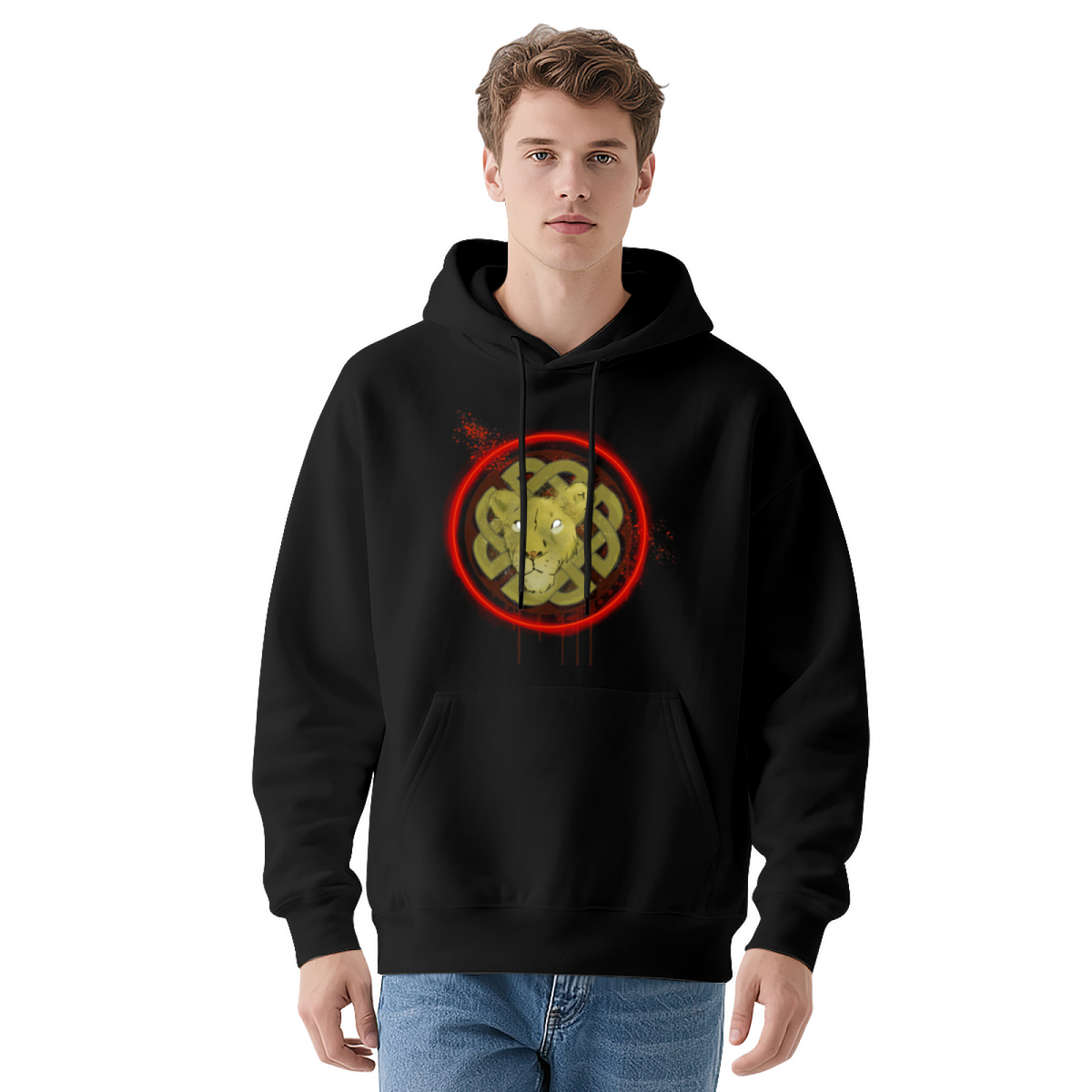 Mystic Lion Celtic Knot Grunge Hoodie