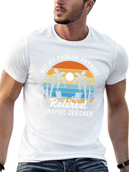 Retired Graphic Designer T-Shirt - Beach Sunset Design