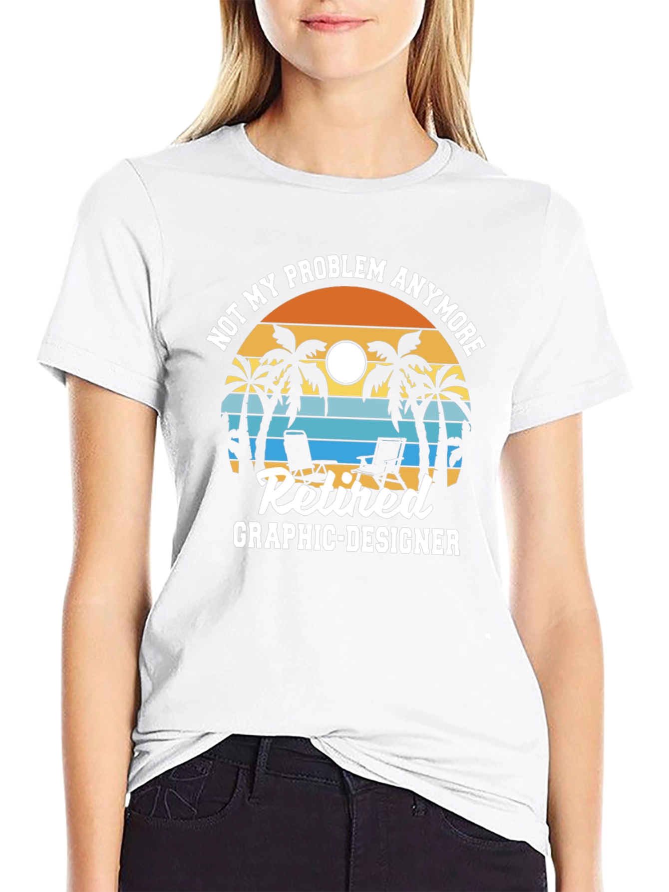 Retired Graphic Designer T-Shirt - Beach Sunset Design