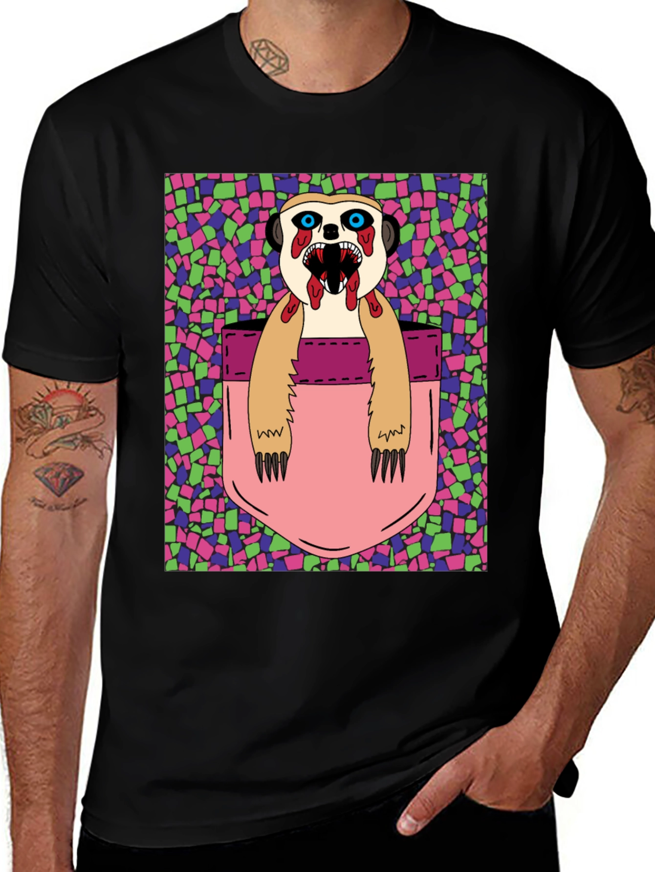 Zombie Meerkat Pocket Graphic T-Shirt