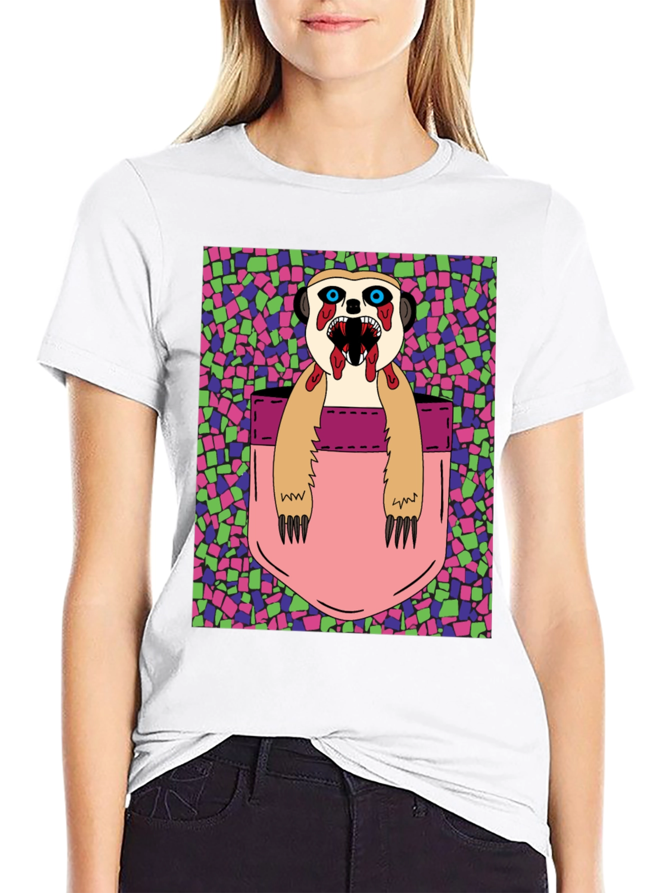 Zombie Meerkat Pocket Graphic T-Shirt