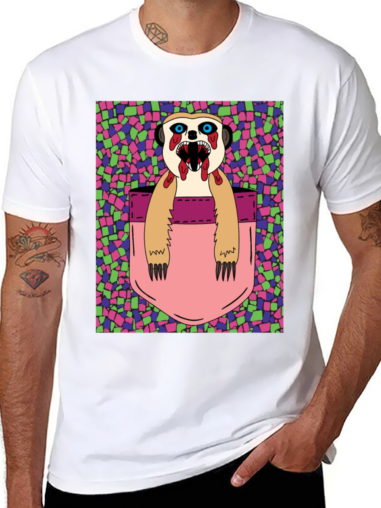 Zombie Meerkat Pocket Graphic T-Shirt