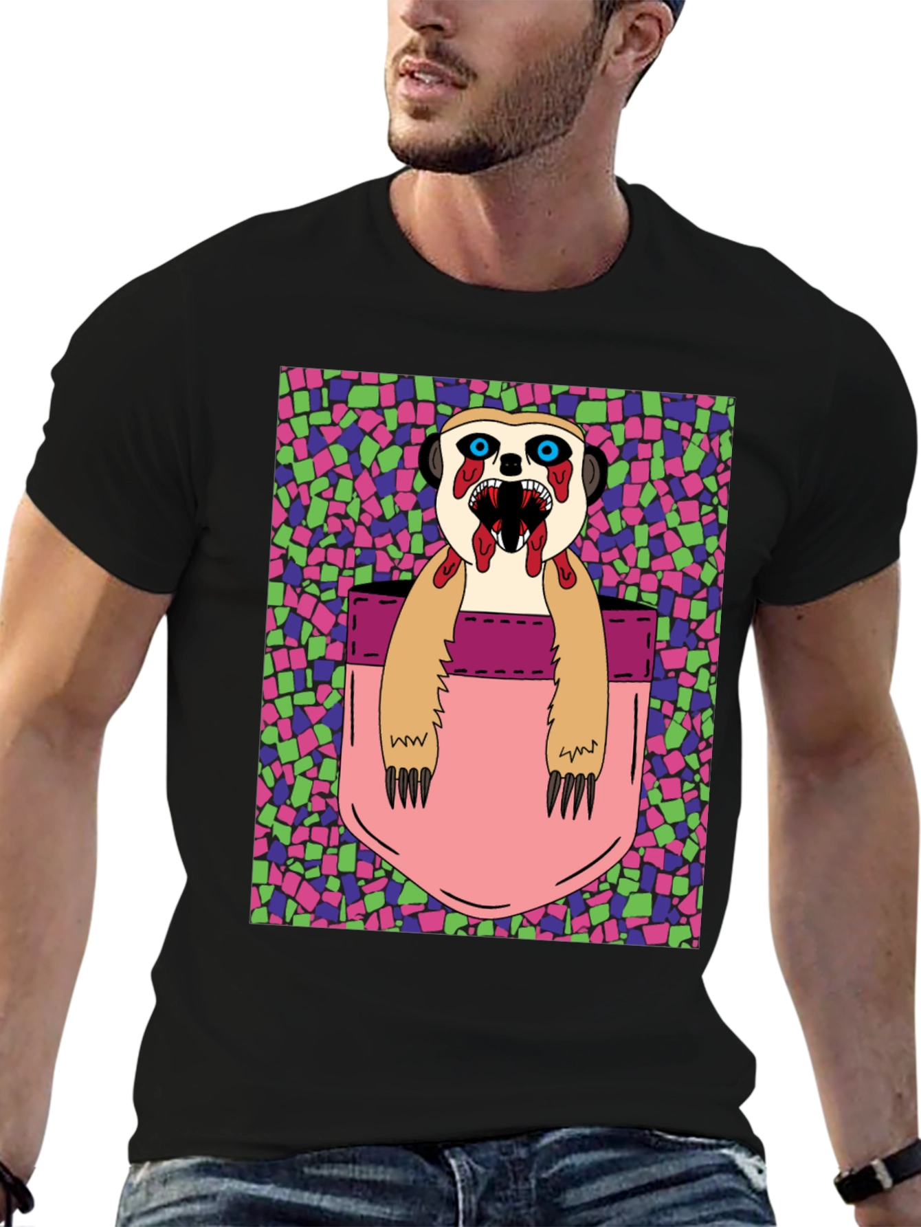 Zombie Meerkat Pocket Graphic T-Shirt