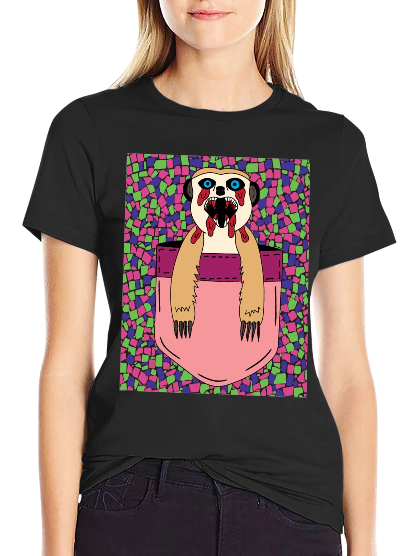 Zombie Meerkat Pocket Graphic T-Shirt
