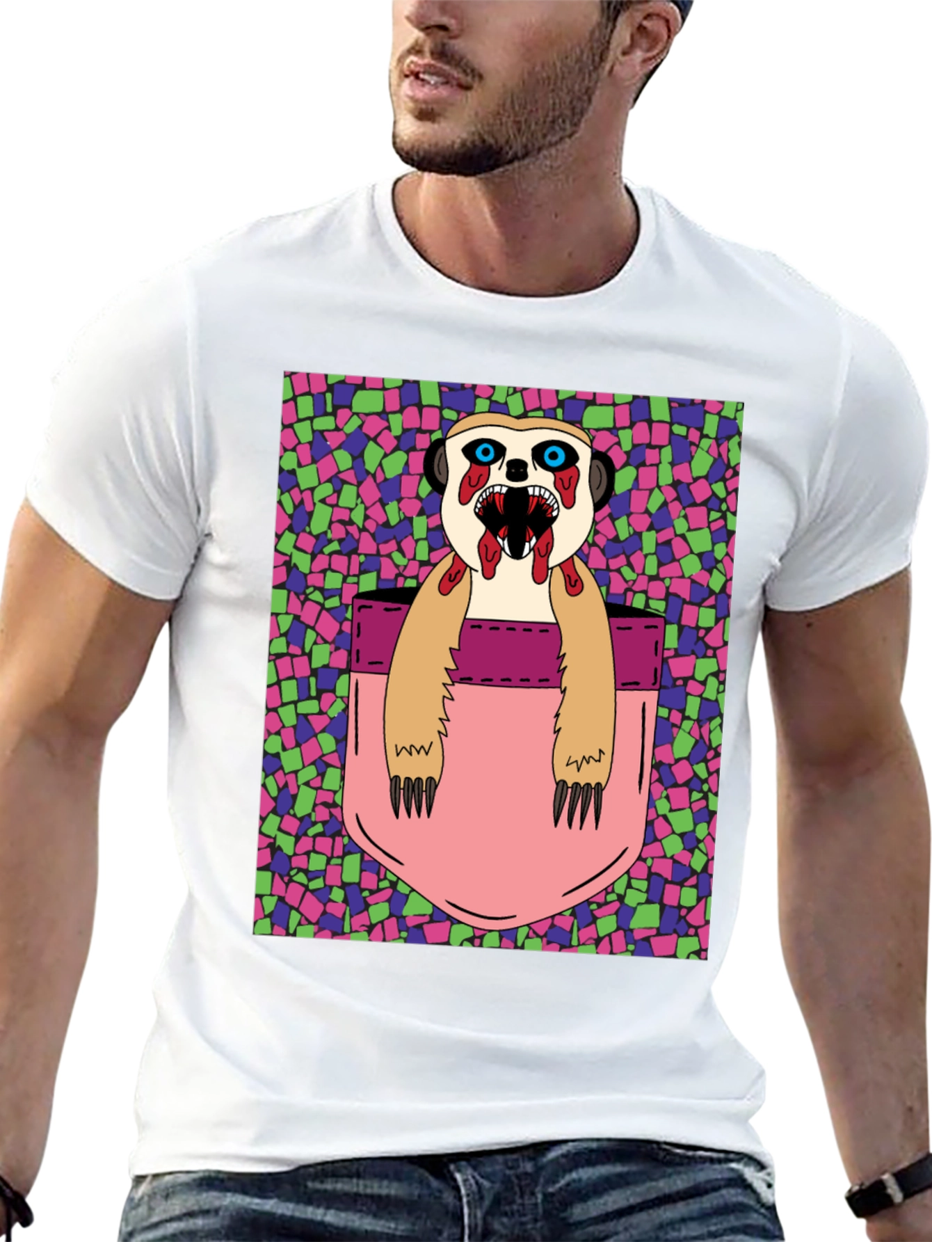 Zombie Meerkat Pocket Graphic T-Shirt