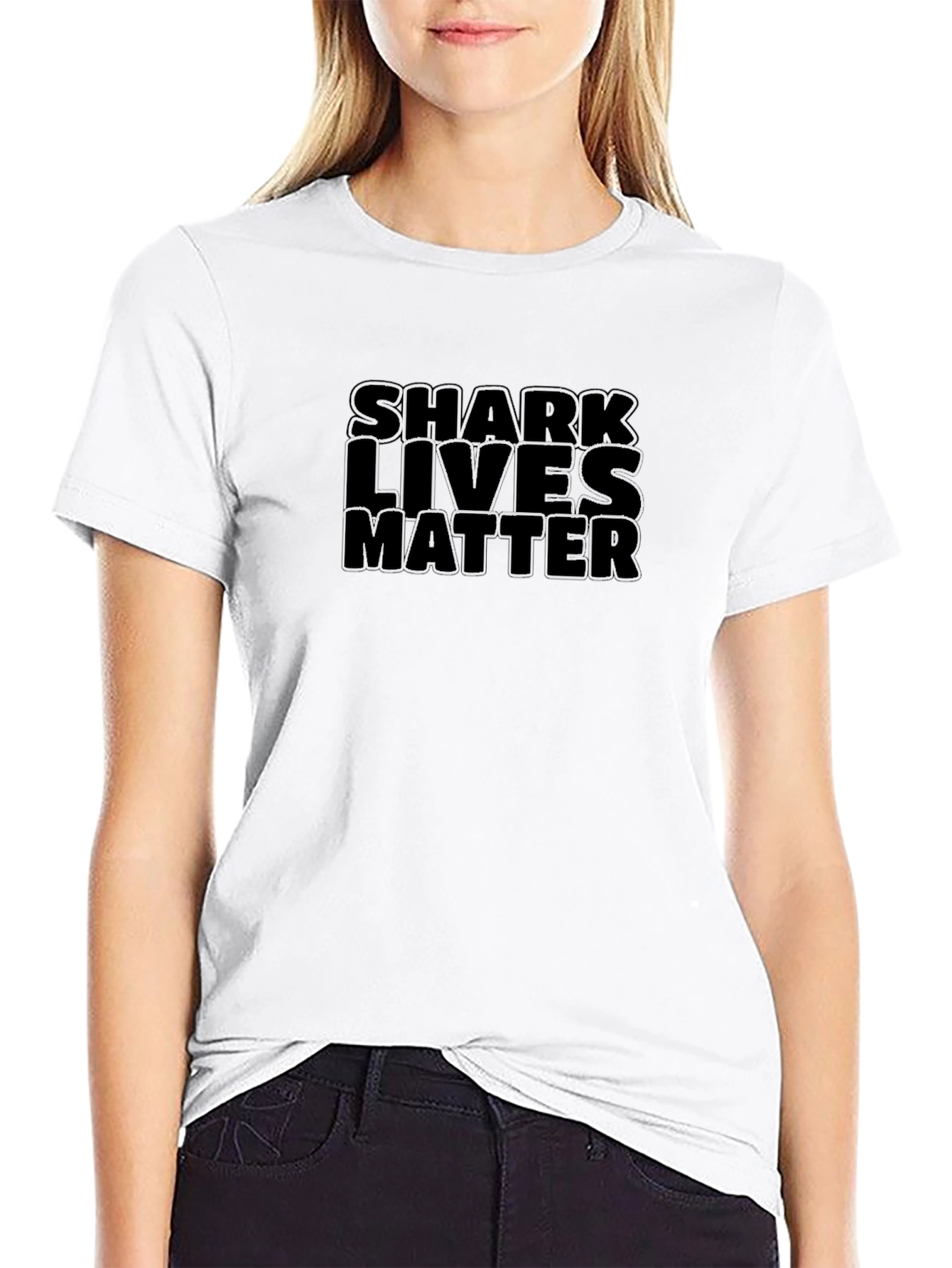 Shark Lives Matter - Black Crew Neck T-Shirt