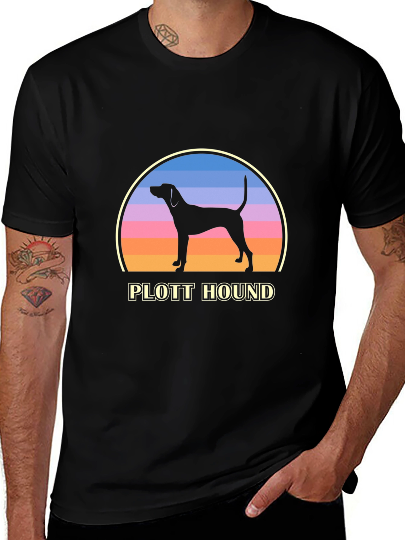 Plott Hound Sunset Graphic Tee - Dog Lover Shirt