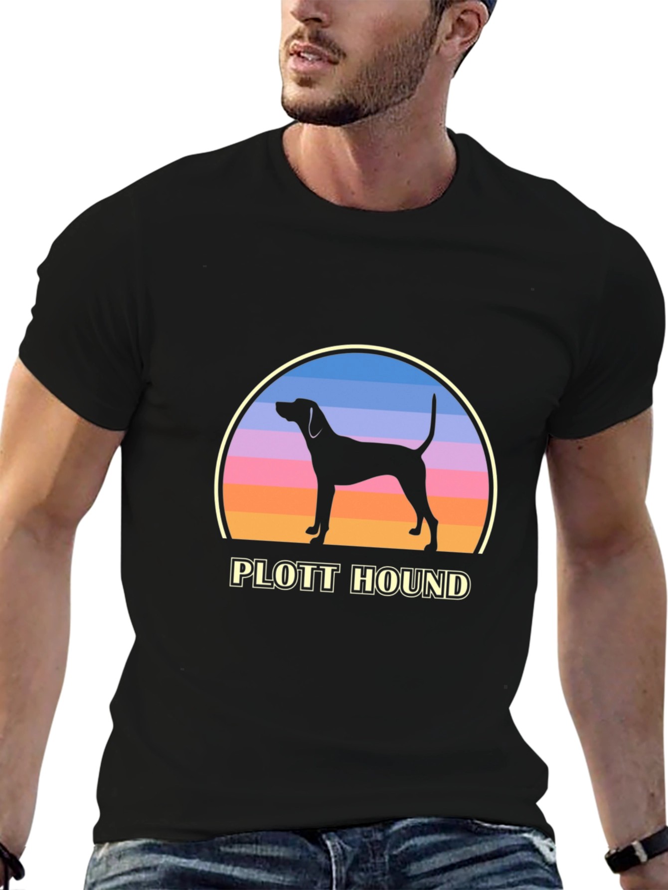 Plott Hound Sunset Graphic Tee - Dog Lover Shirt
