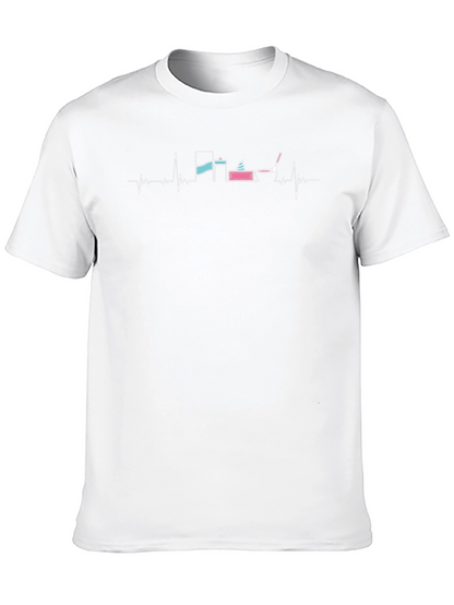 Construction Heartbeat T-Shirt - Black Crew Neck Tee