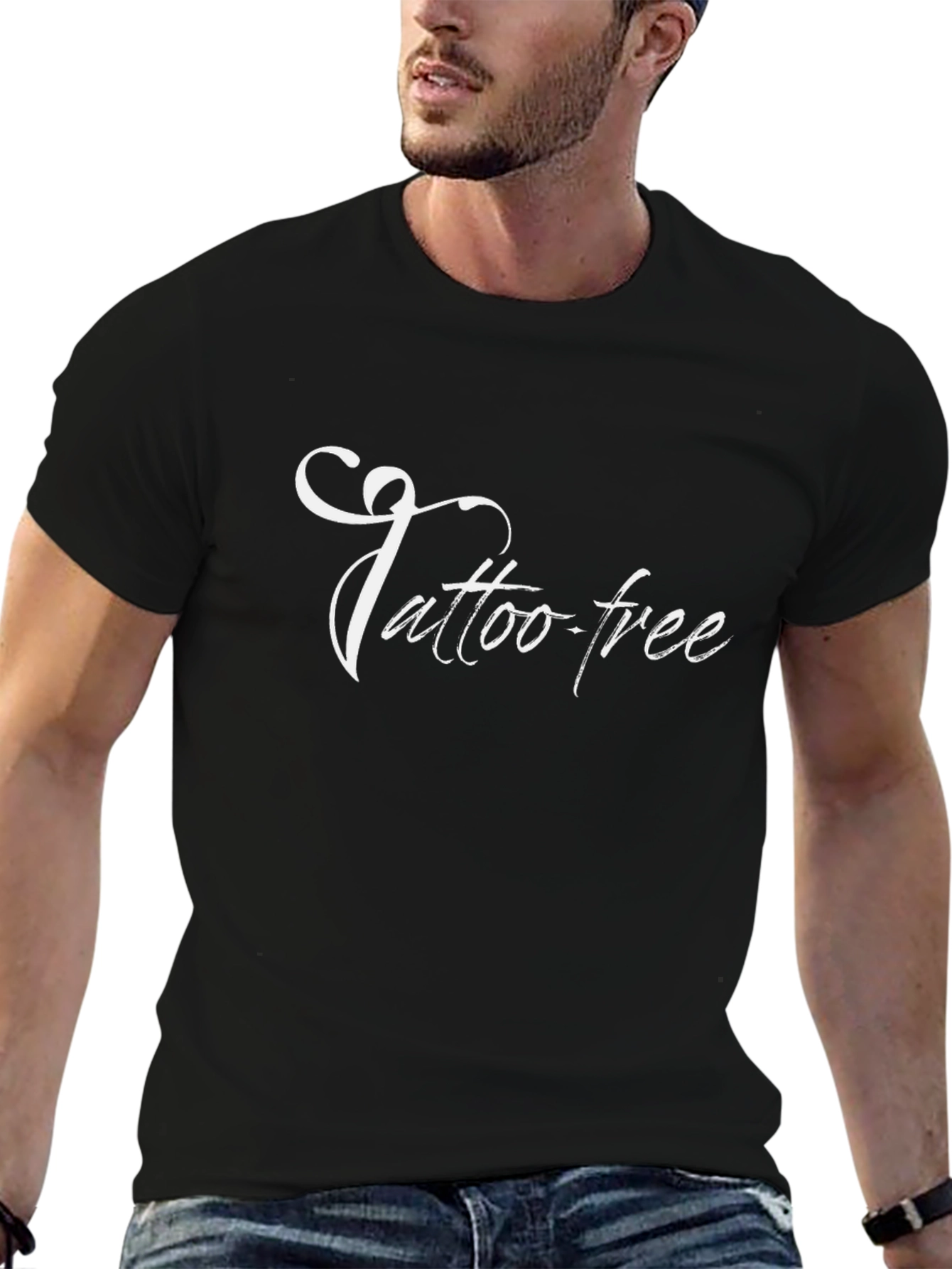 Tattoo-Free Black T-Shirt - Stylish Graphic Tee